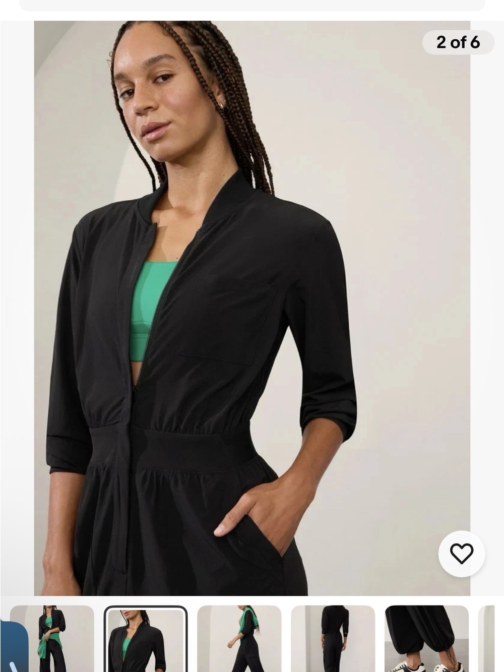 Athleta Black Brooklyn long sleeve Utility Jumpsuit/romper